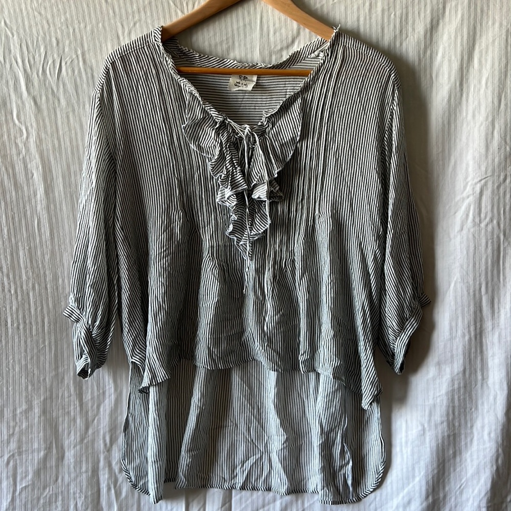 FP One striped big shirt with ruffles